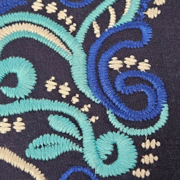 Boston Proper Sport Navy Blue Intricate Embroidery Long Sleeve Full Zip Jacket - Picture 5 of 12